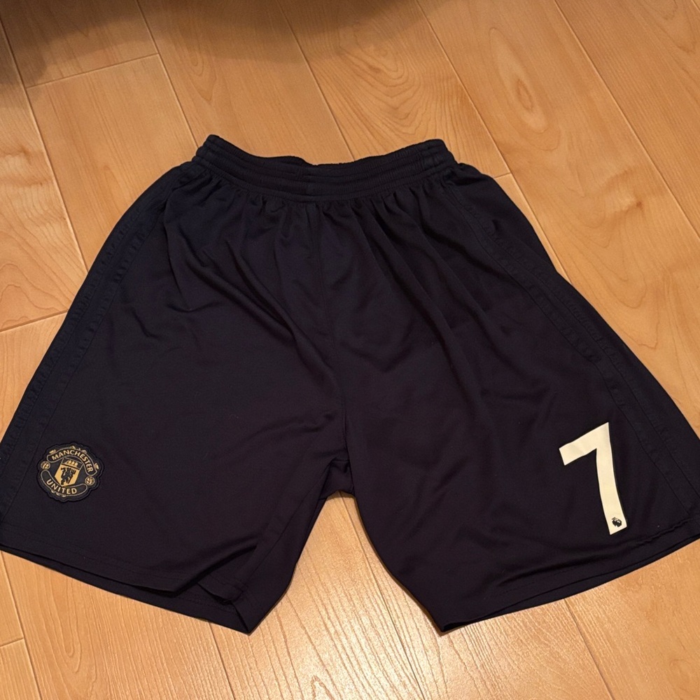 Boys Black Manchester United Soccer Shorts